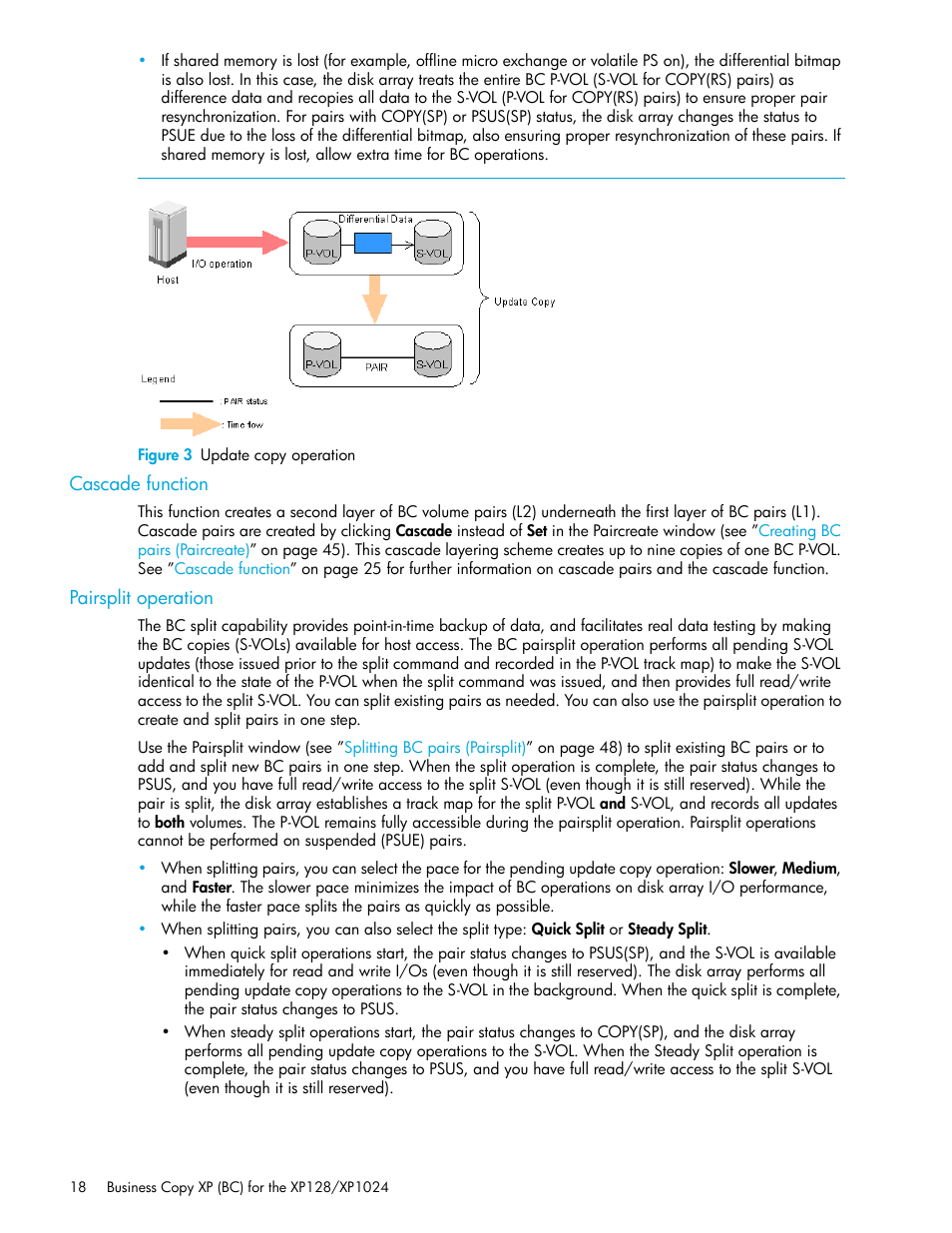 Figure 3 update copy operation, Cascade function, Pairsplit operation | 3 update copy operation, Figure 3, Illu | HP XP Business Copy Software User Manual | Page 18 / 70