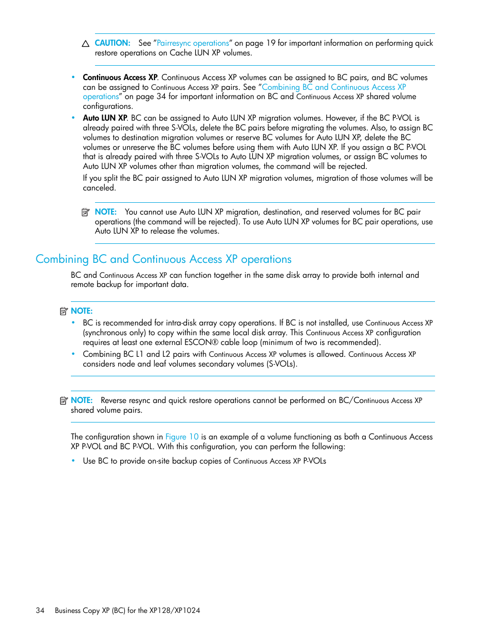 Combining bc and continuous access xp operations | HP XP Business Copy Software User Manual | Page 34 / 70