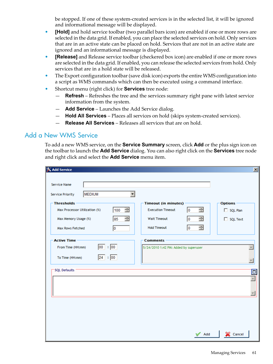 Add a new wms service | HP Neoview Release 2.5 Software User Manual | Page 61 / 114