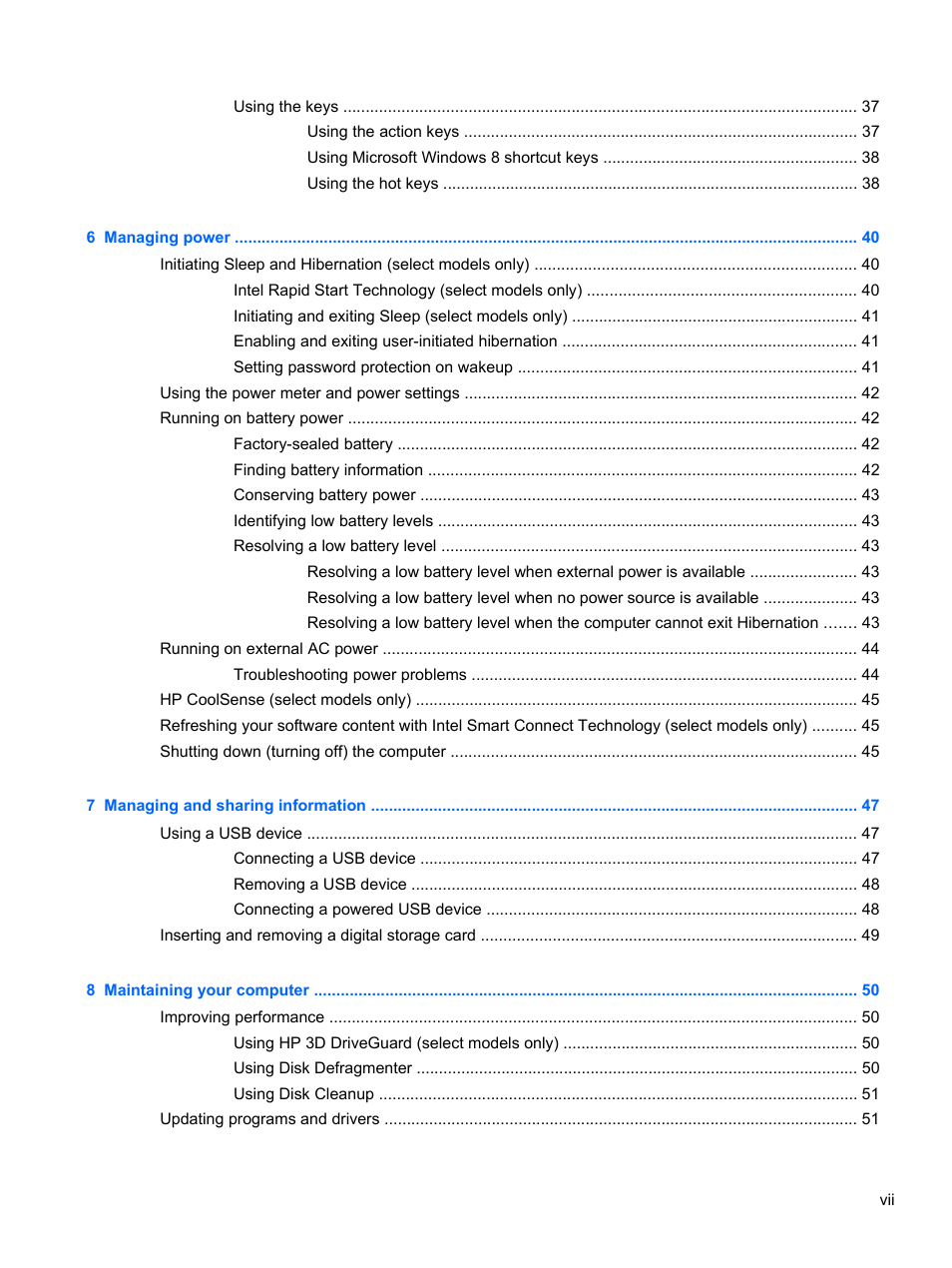 HP ENVY TouchSmart 14-k120us Ultrabook User Manual | Page 7 / 82