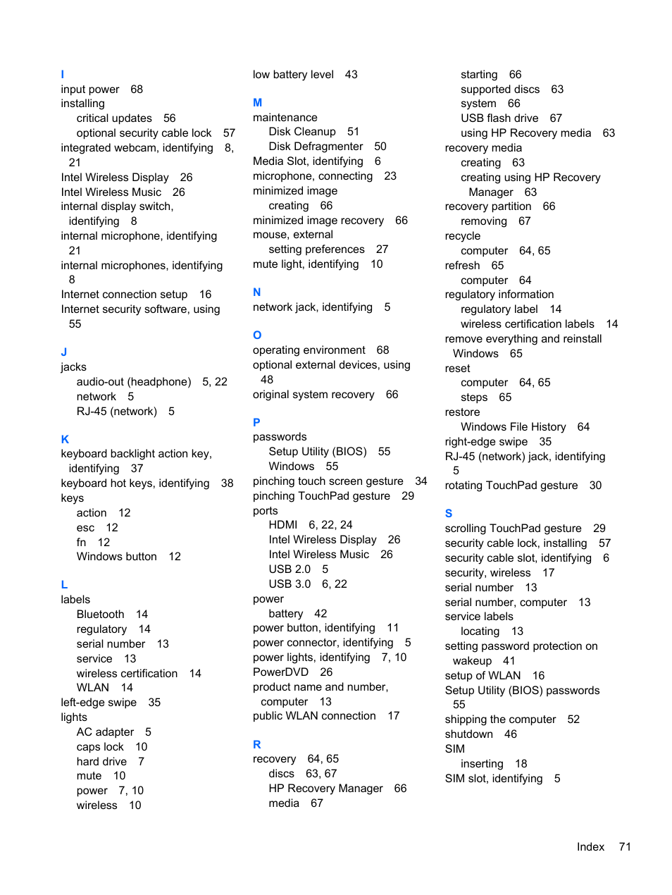 HP ENVY TouchSmart 14-k120us Ultrabook User Manual | Page 81 / 82