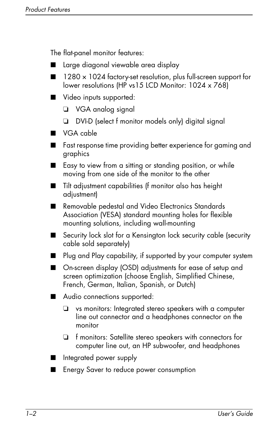 HP f1905 19 inch LCD Monitor User Manual | Page 10 / 80