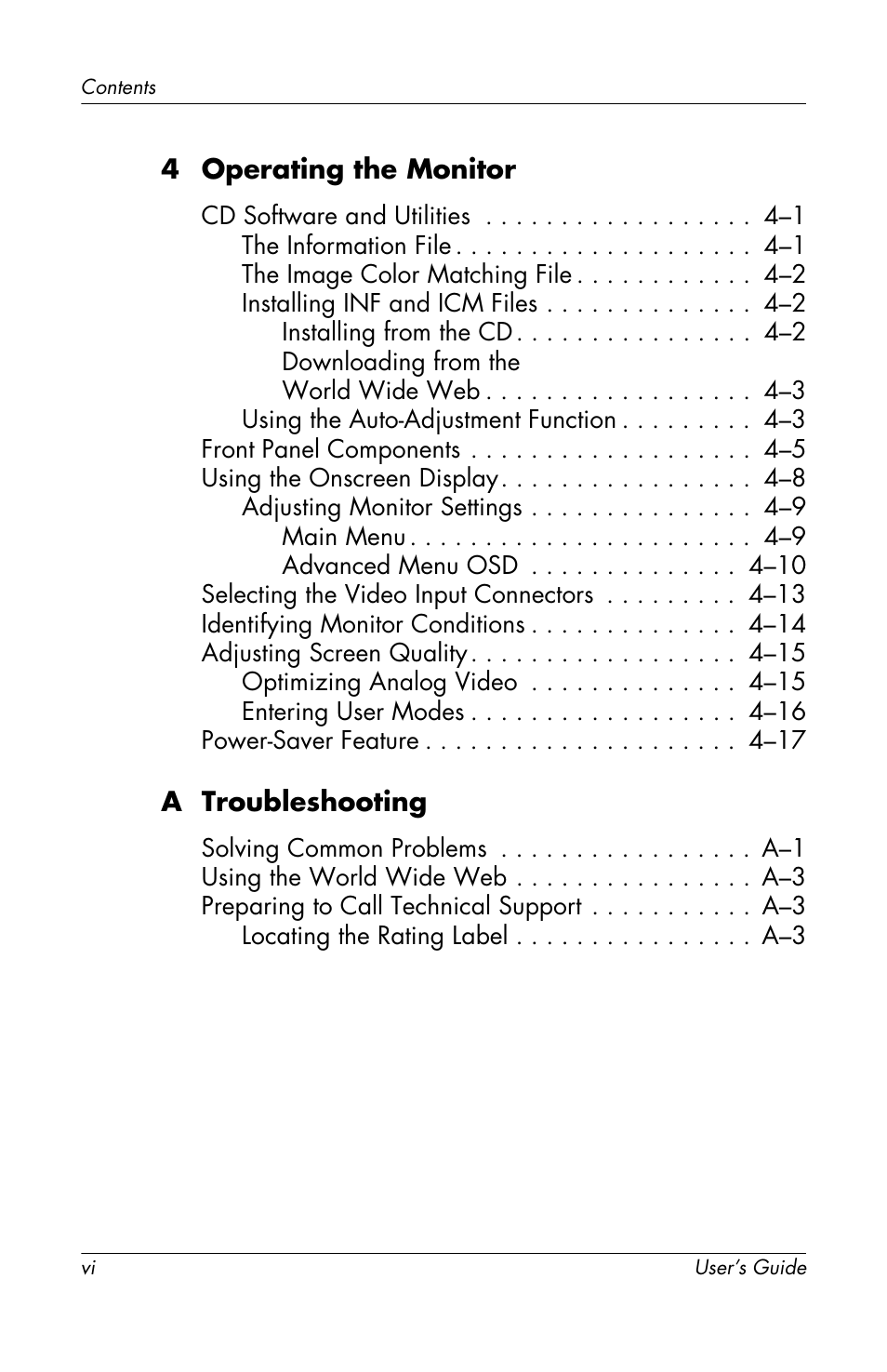 HP f1905 19 inch LCD Monitor User Manual | Page 6 / 80