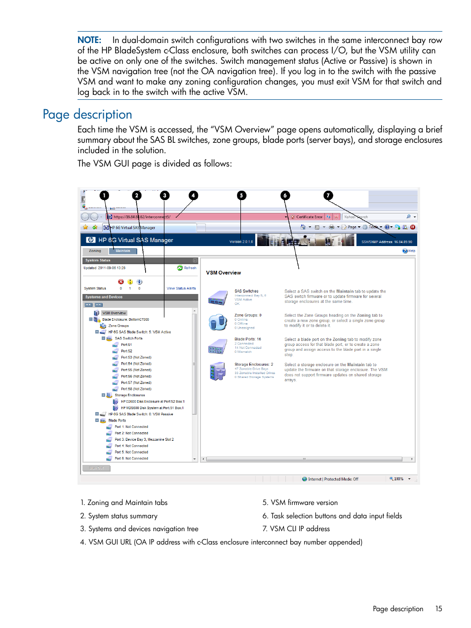 Page description | HP 6Gb SAS Switch for HP BladeSystem c-Class User Manual | Page 15 / 85