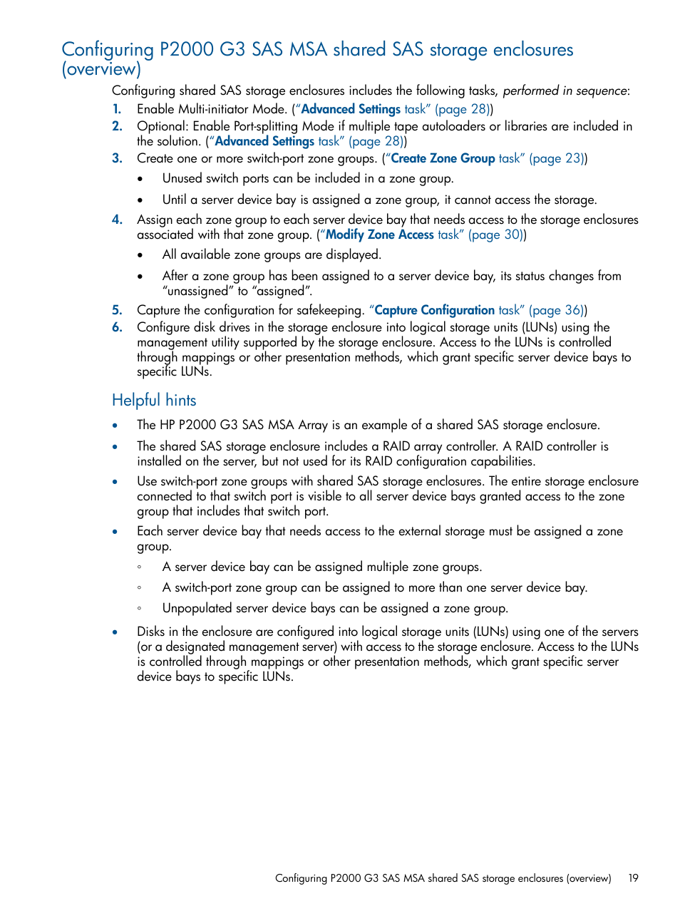 Helpful hints | HP 6Gb SAS Switch for HP BladeSystem c-Class User Manual | Page 19 / 85