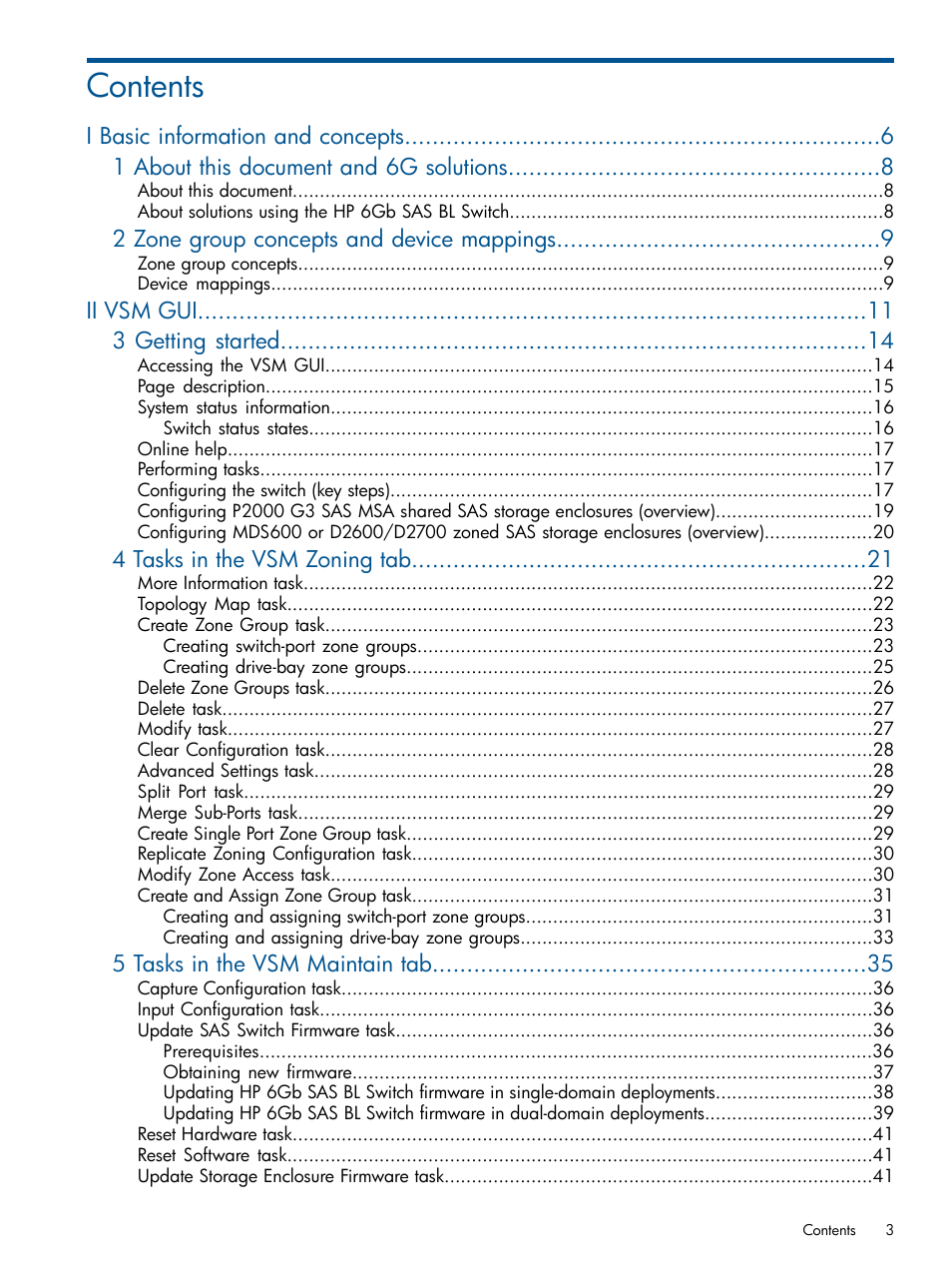 HP 6Gb SAS Switch for HP BladeSystem c-Class User Manual | Page 3 / 85