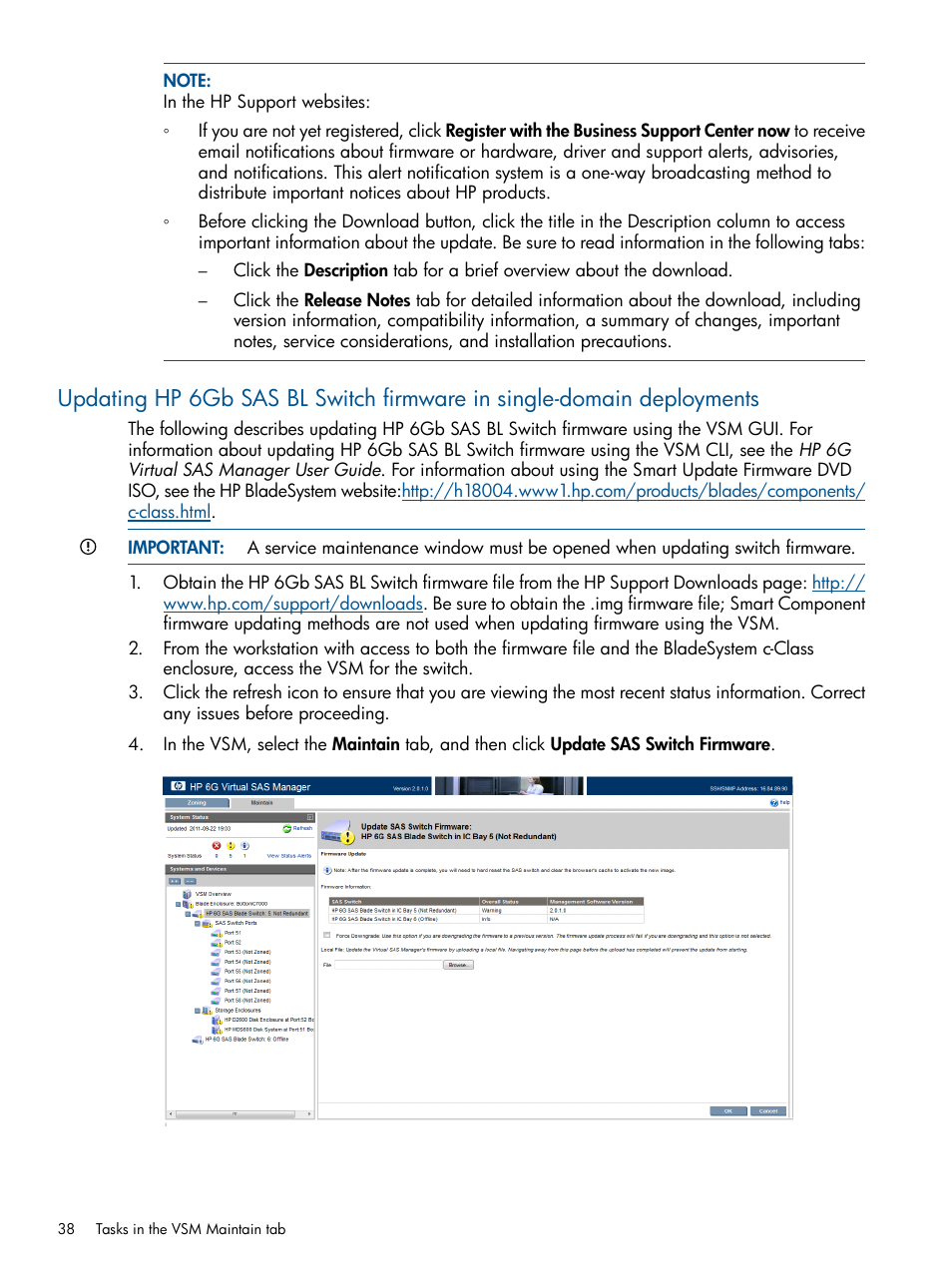 HP 6Gb SAS Switch for HP BladeSystem c-Class User Manual | Page 38 / 85