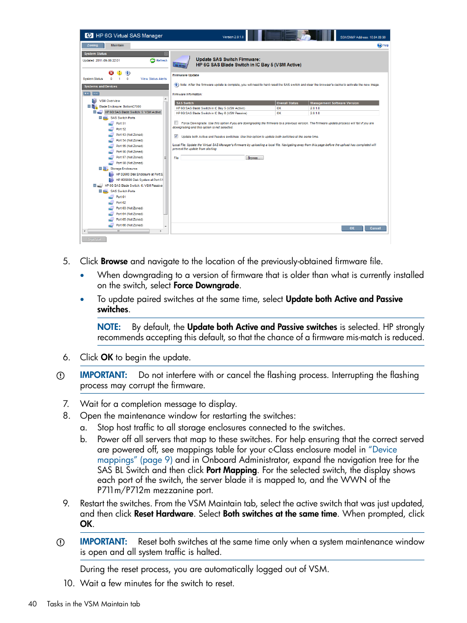 HP 6Gb SAS Switch for HP BladeSystem c-Class User Manual | Page 40 / 85