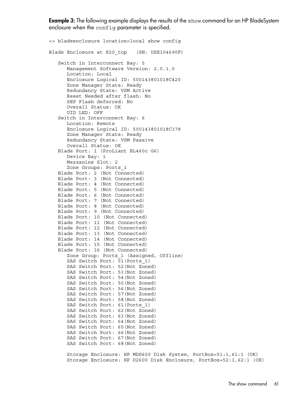 HP 6Gb SAS Switch for HP BladeSystem c-Class User Manual | Page 61 / 85