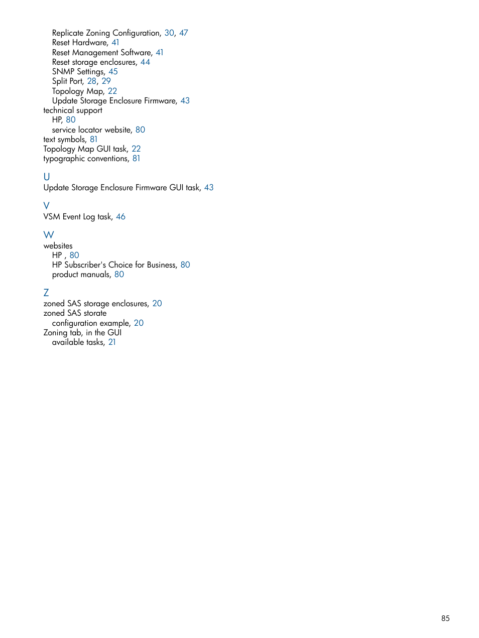 HP 6Gb SAS Switch for HP BladeSystem c-Class User Manual | Page 85 / 85