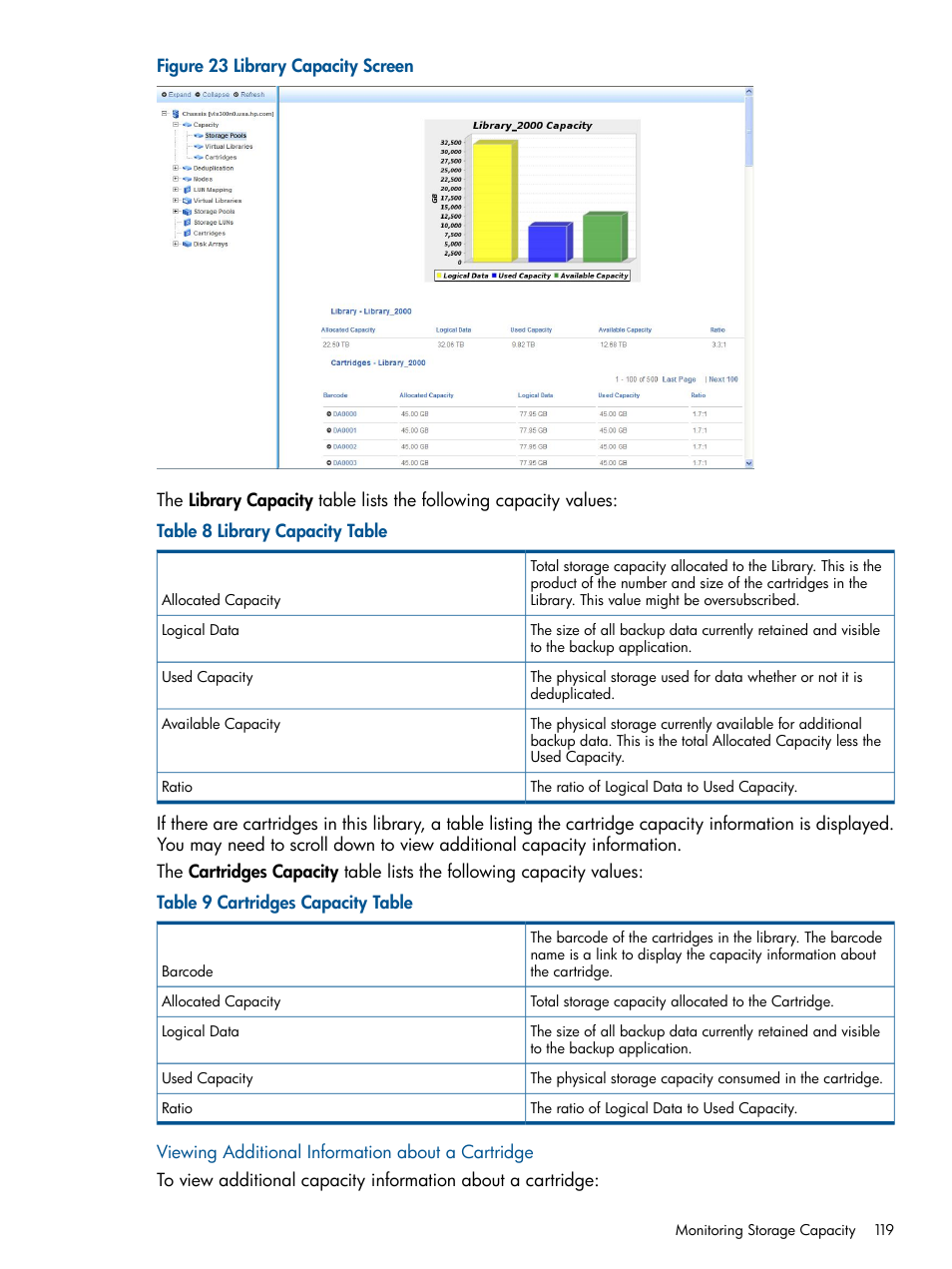 Viewing additional information about a cartridge | HP 12000 Virtual Library System EVA Gateway User Manual | Page 119 / 210