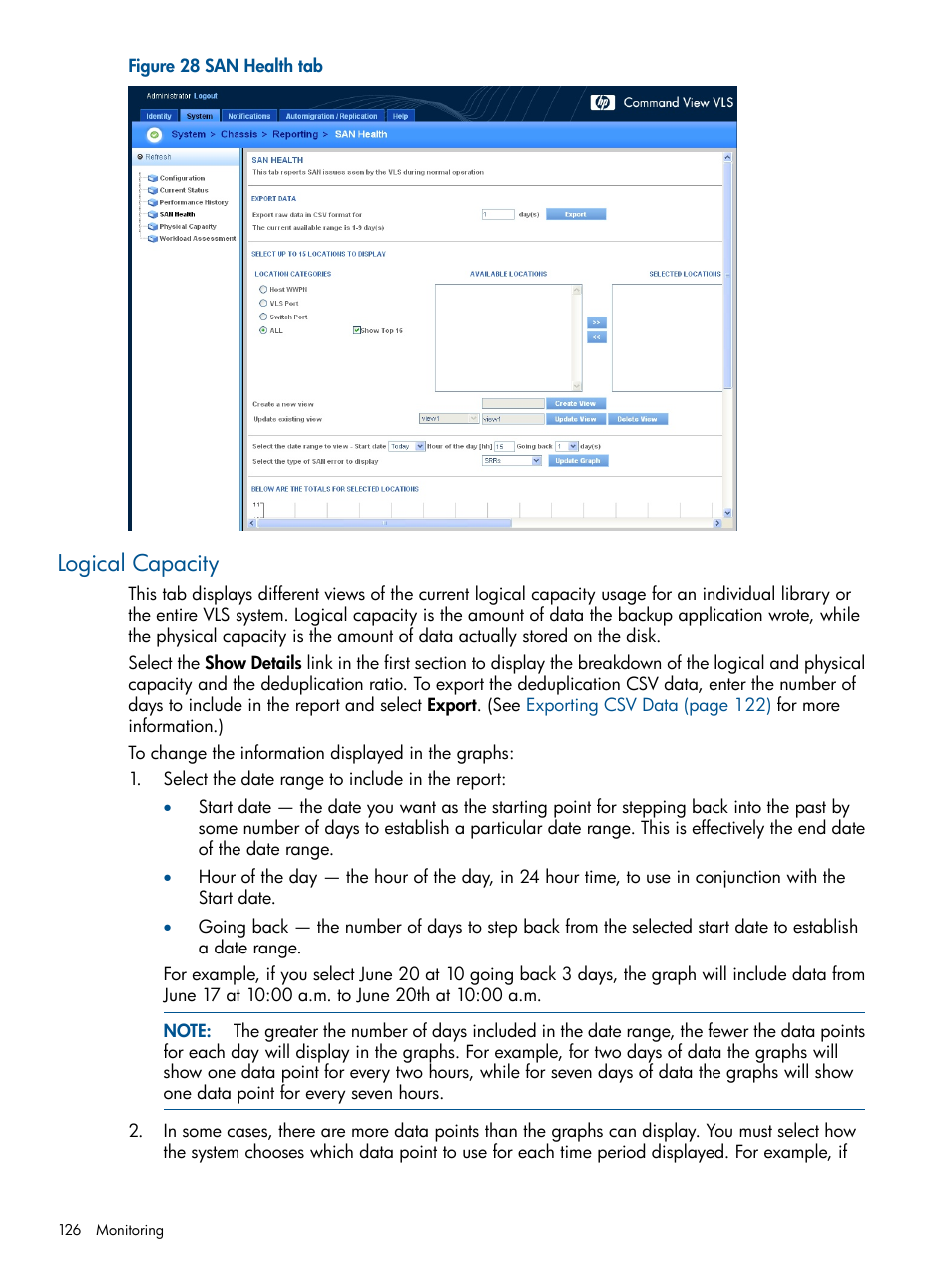 Logical capacity | HP 12000 Virtual Library System EVA Gateway User Manual | Page 126 / 210
