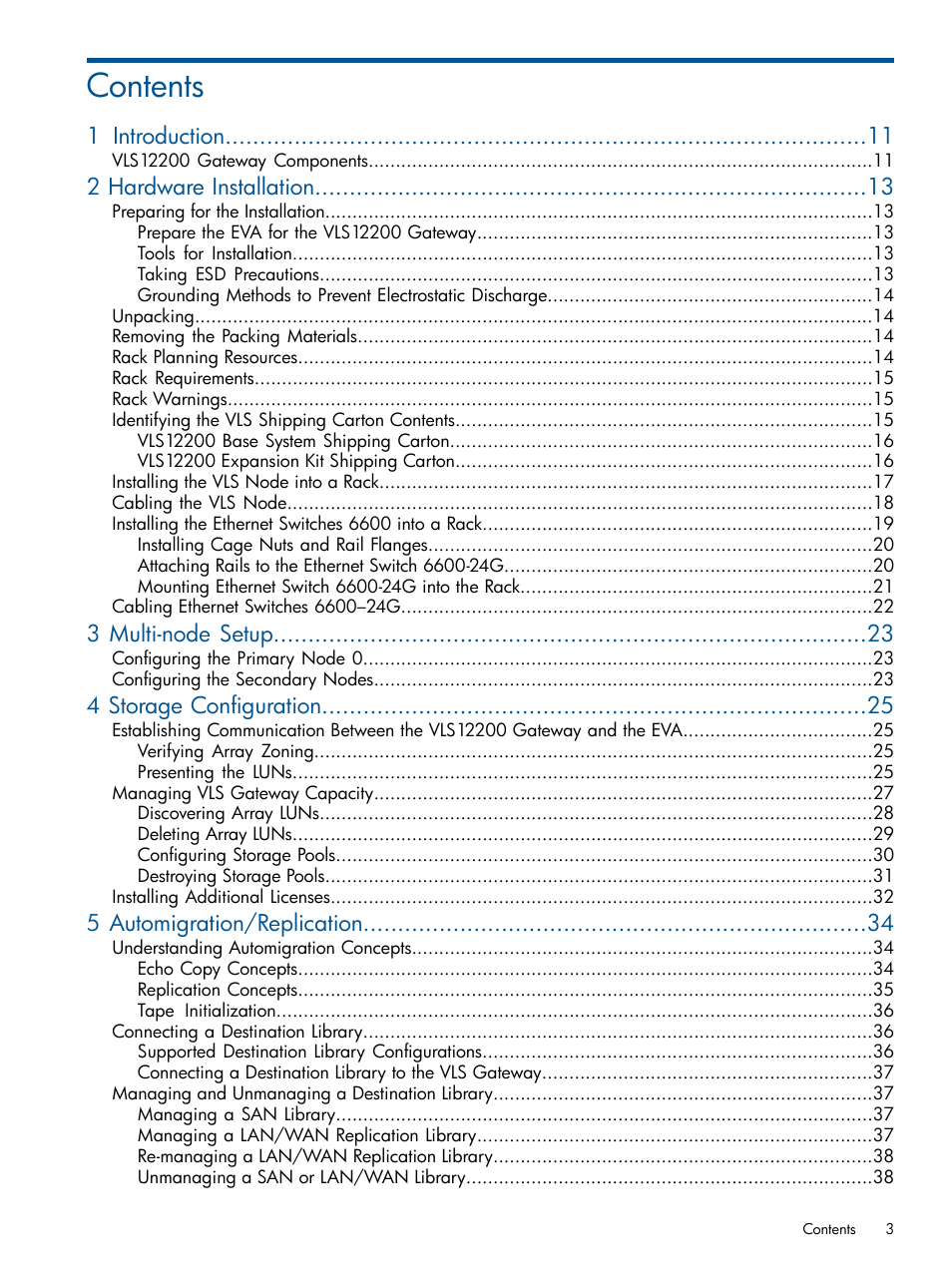 HP 12000 Virtual Library System EVA Gateway User Manual | Page 3 / 210