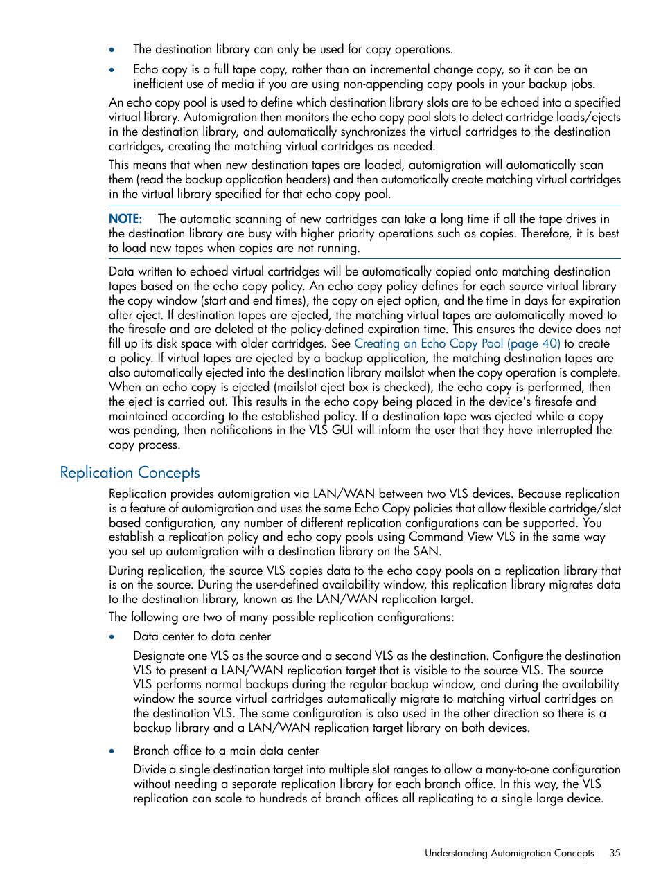 Replication concepts | HP 12000 Virtual Library System EVA Gateway User Manual | Page 35 / 210