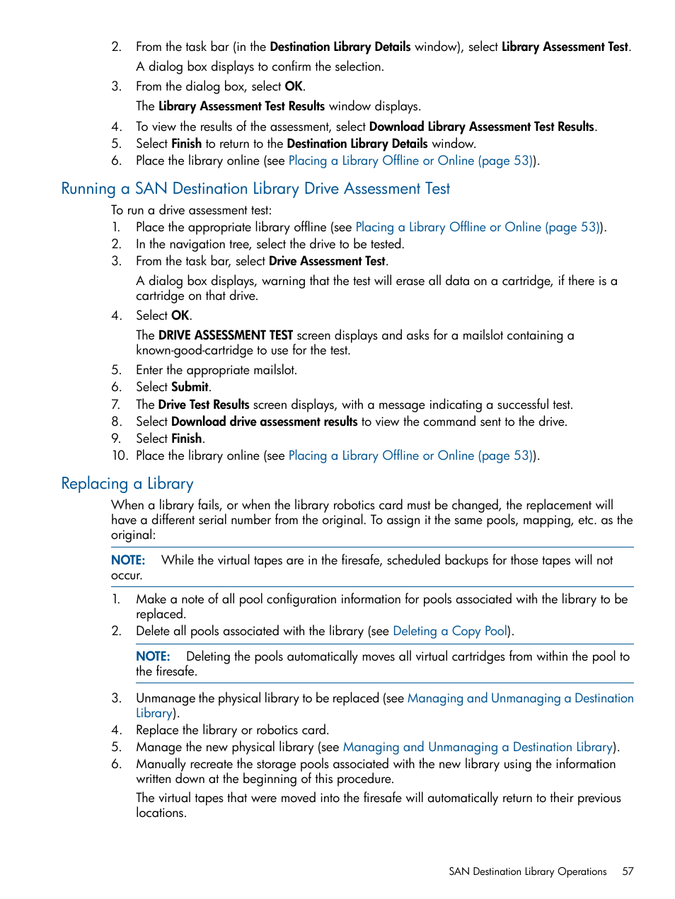Replacing a library | HP 12000 Virtual Library System EVA Gateway User Manual | Page 57 / 210
