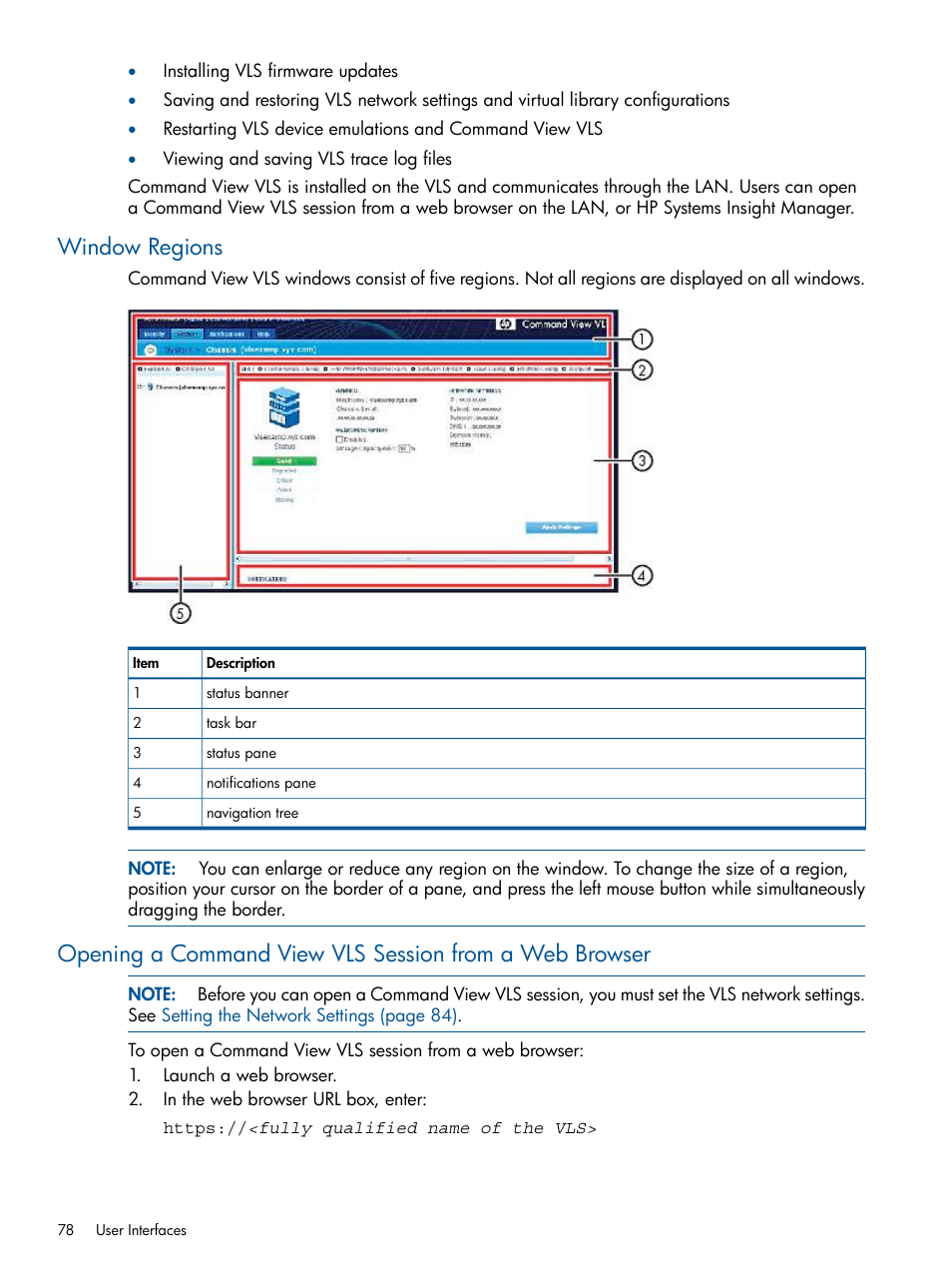 Window regions, Opening a, Opening a command | HP 12000 Virtual Library System EVA Gateway User Manual | Page 78 / 210