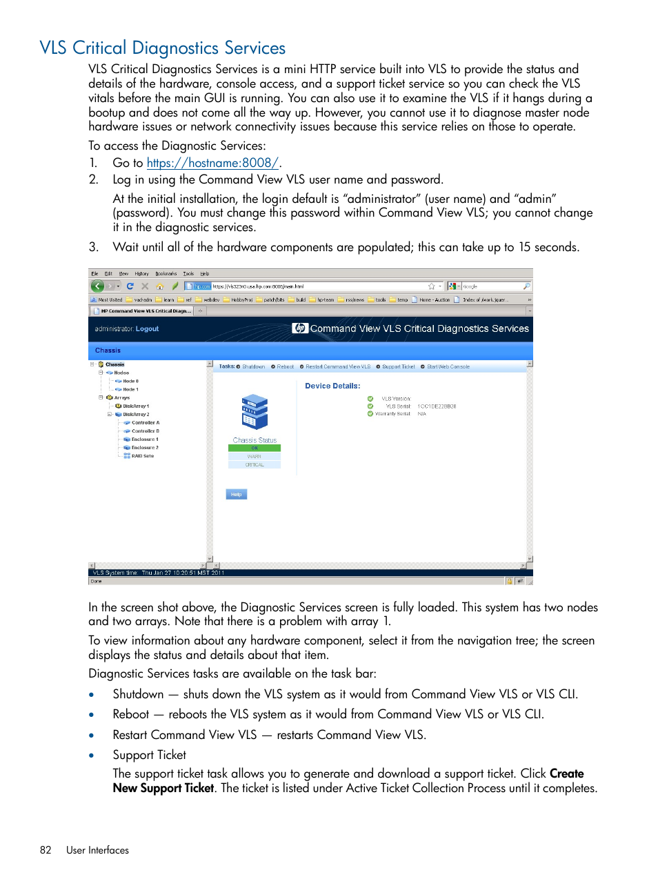 Vls critical diagnostics services | HP 12000 Virtual Library System EVA Gateway User Manual | Page 82 / 210