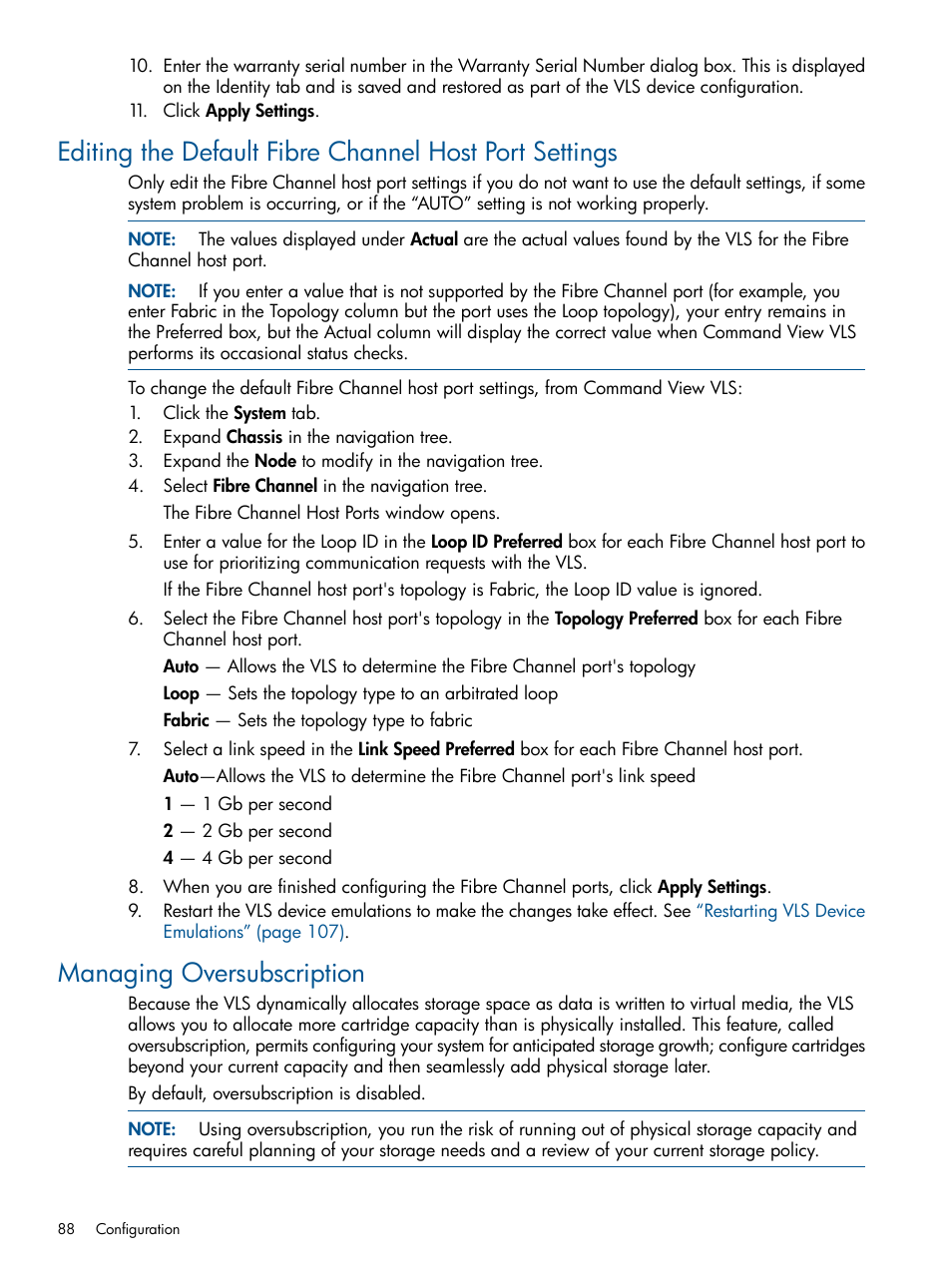 Managing oversubscription | HP 12000 Virtual Library System EVA Gateway User Manual | Page 88 / 210