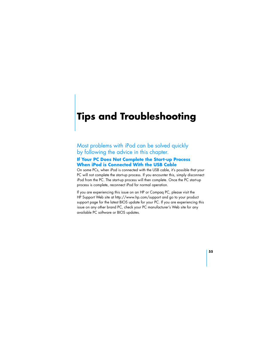 Tips and troubleshooting | HP Apple iPod from HP MP7001 30GB Color Music Player User Manual | Page 55 / 84