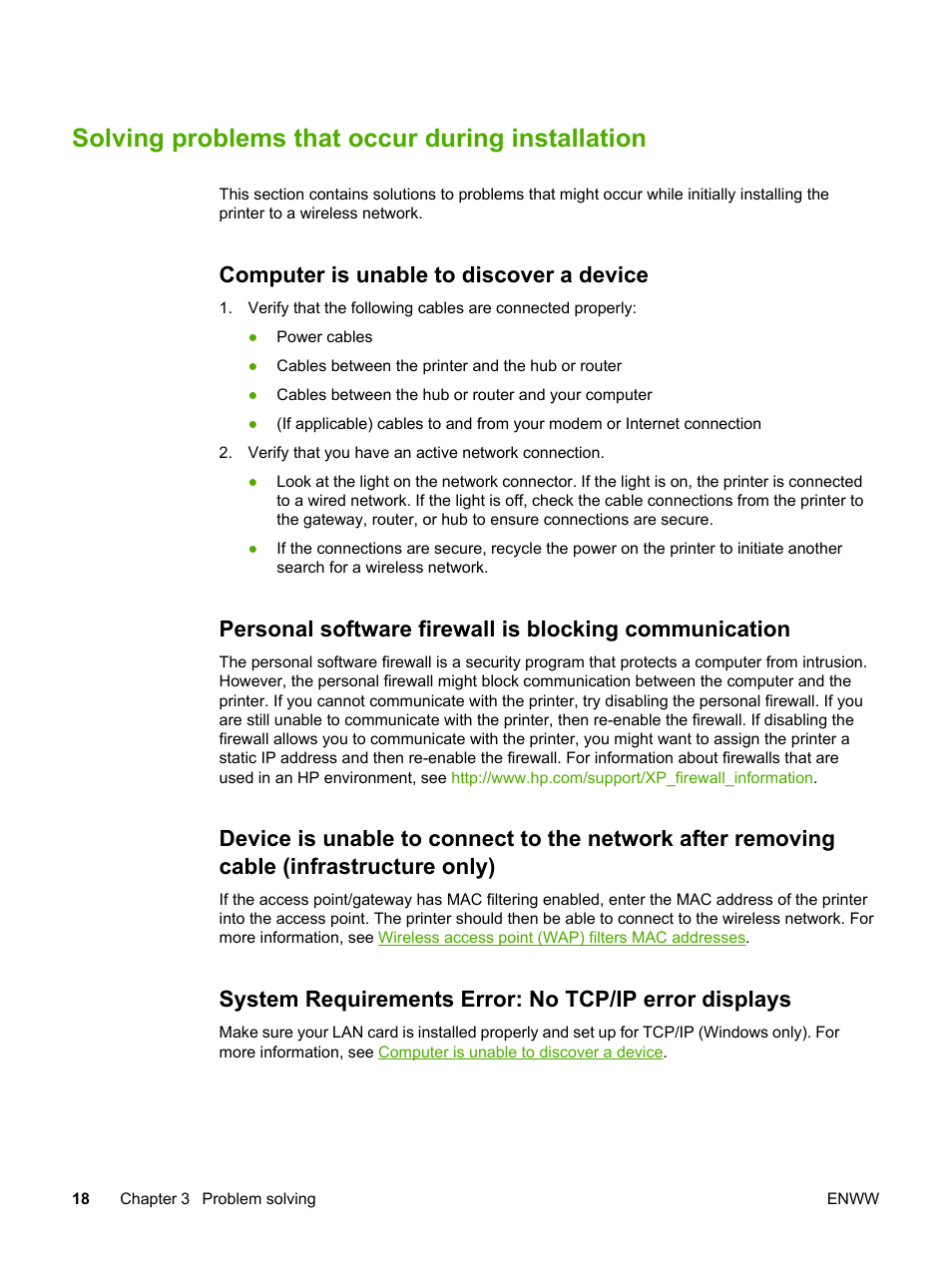 Solving problems that occur during installation, Computer is unable to discover a device, Only) | HP LaserJet 1022nw Printer User Manual | Page 24 / 58