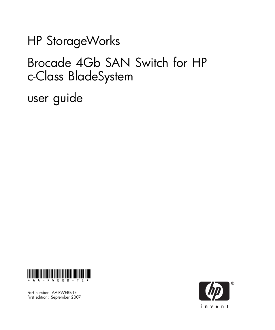 HP Brocade 4Gb SAN Switch for HP BladeSystem c-Class User Manual | 88 pages