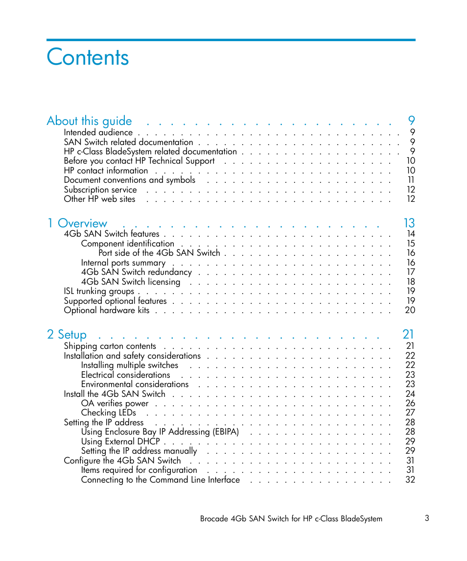 HP Brocade 4Gb SAN Switch for HP BladeSystem c-Class User Manual | Page 3 / 88