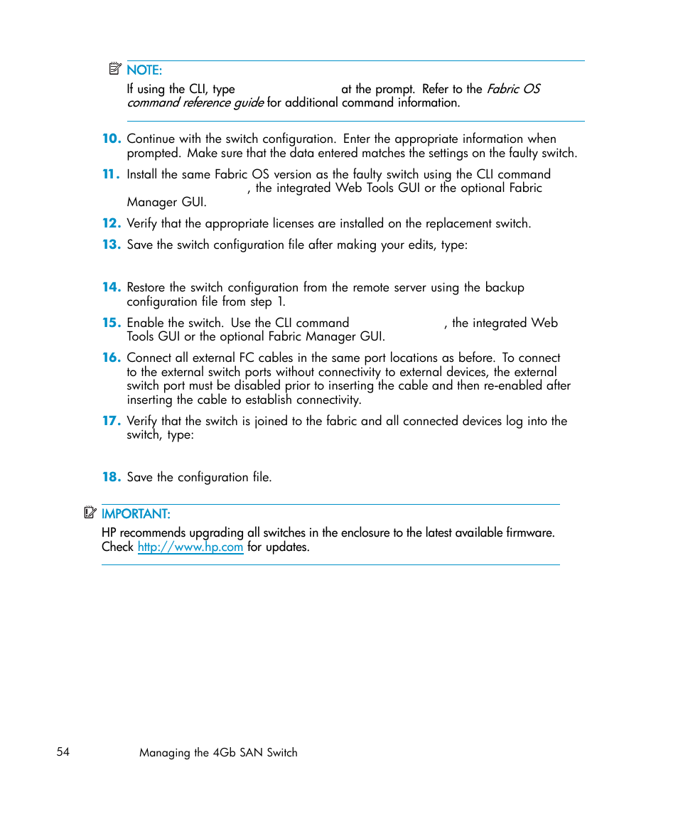 HP Brocade 4Gb SAN Switch for HP BladeSystem c-Class User Manual | Page 54 / 88