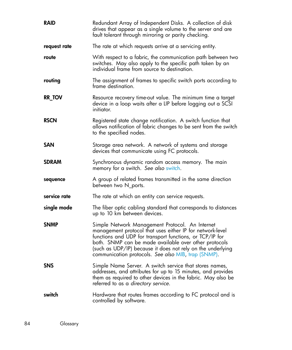 Snmp | HP Brocade 4Gb SAN Switch for HP BladeSystem c-Class User Manual | Page 84 / 88