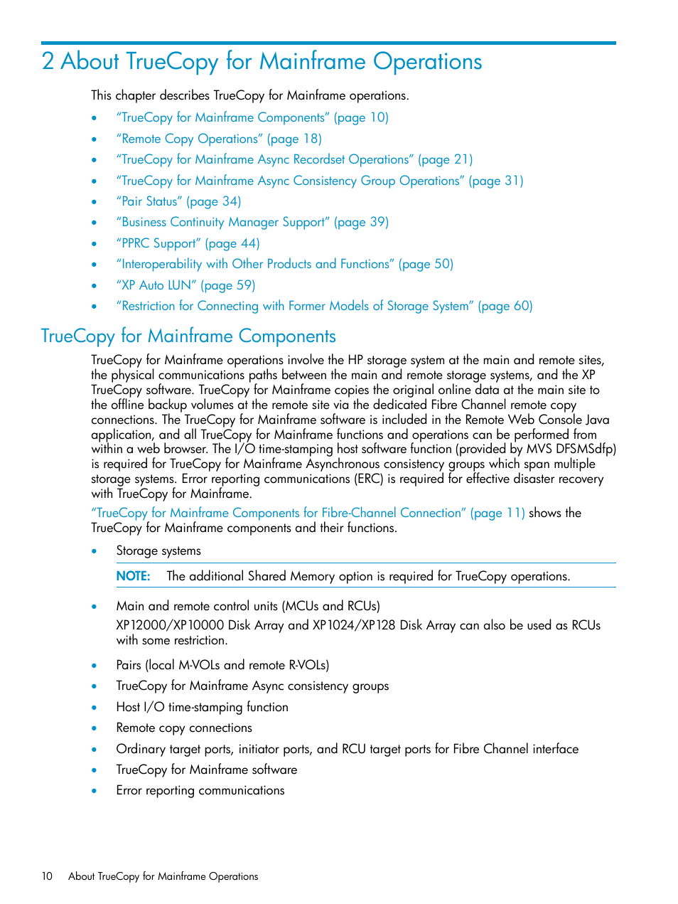 2 about truecopy for mainframe operations, Truecopy for mainframe components | HP StorageWorks XP Remote Web Console Software User Manual | Page 10 / 263