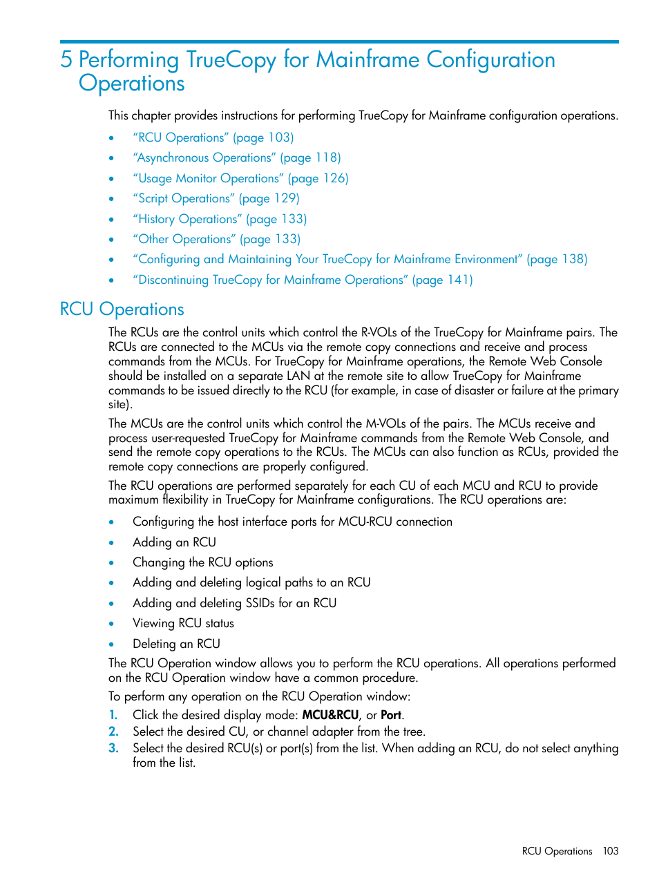 Rcu operations | HP StorageWorks XP Remote Web Console Software User Manual | Page 103 / 263
