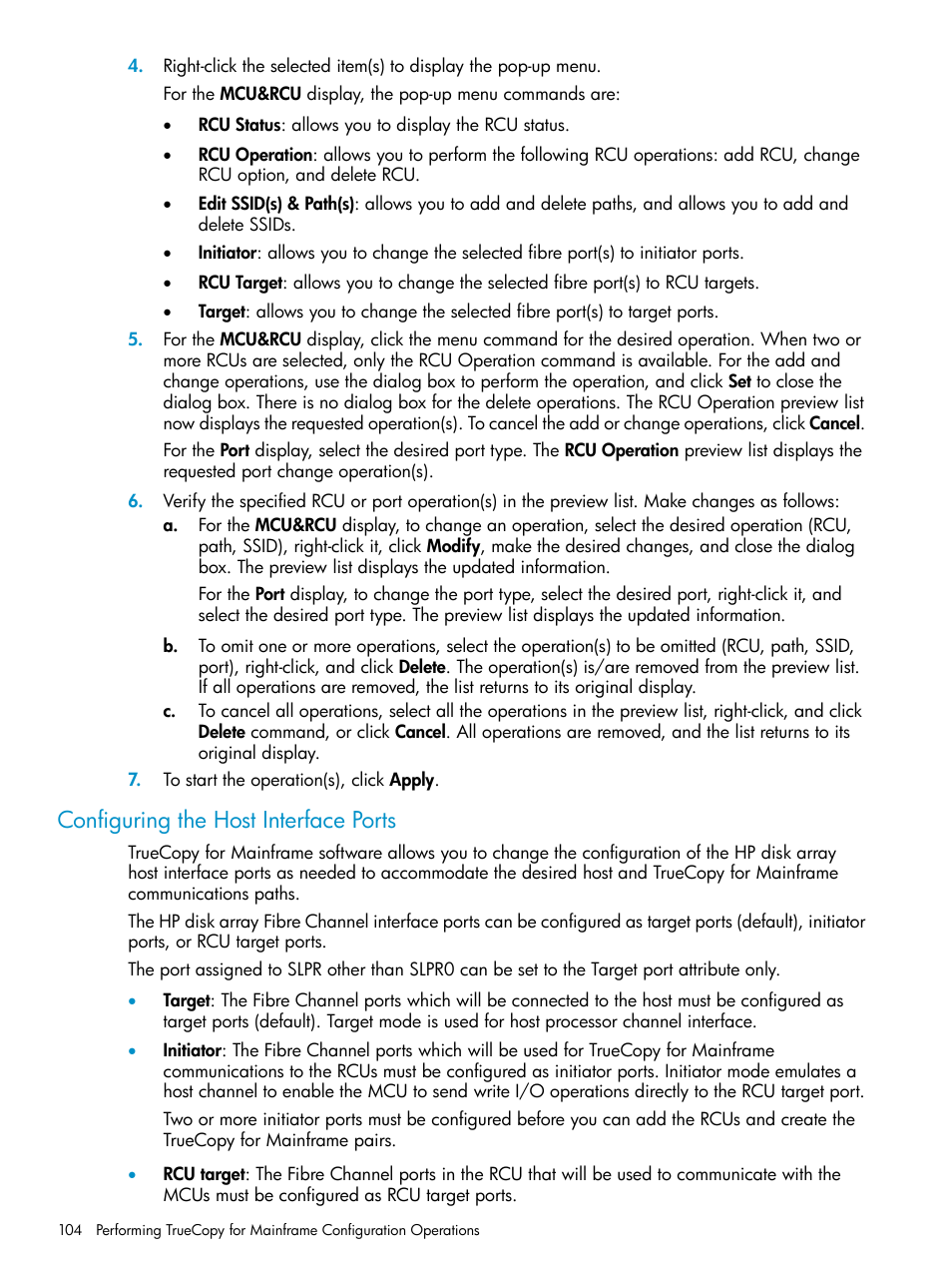 Configuring the host interface ports | HP StorageWorks XP Remote Web Console Software User Manual | Page 104 / 263