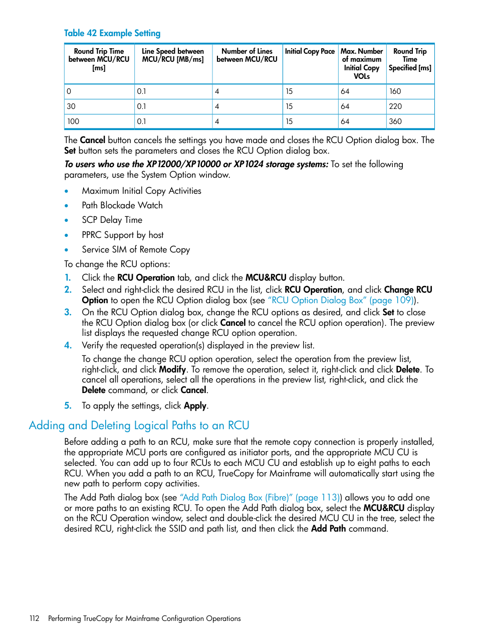 Adding and deleting logical paths to an rcu | HP StorageWorks XP Remote Web Console Software User Manual | Page 112 / 263