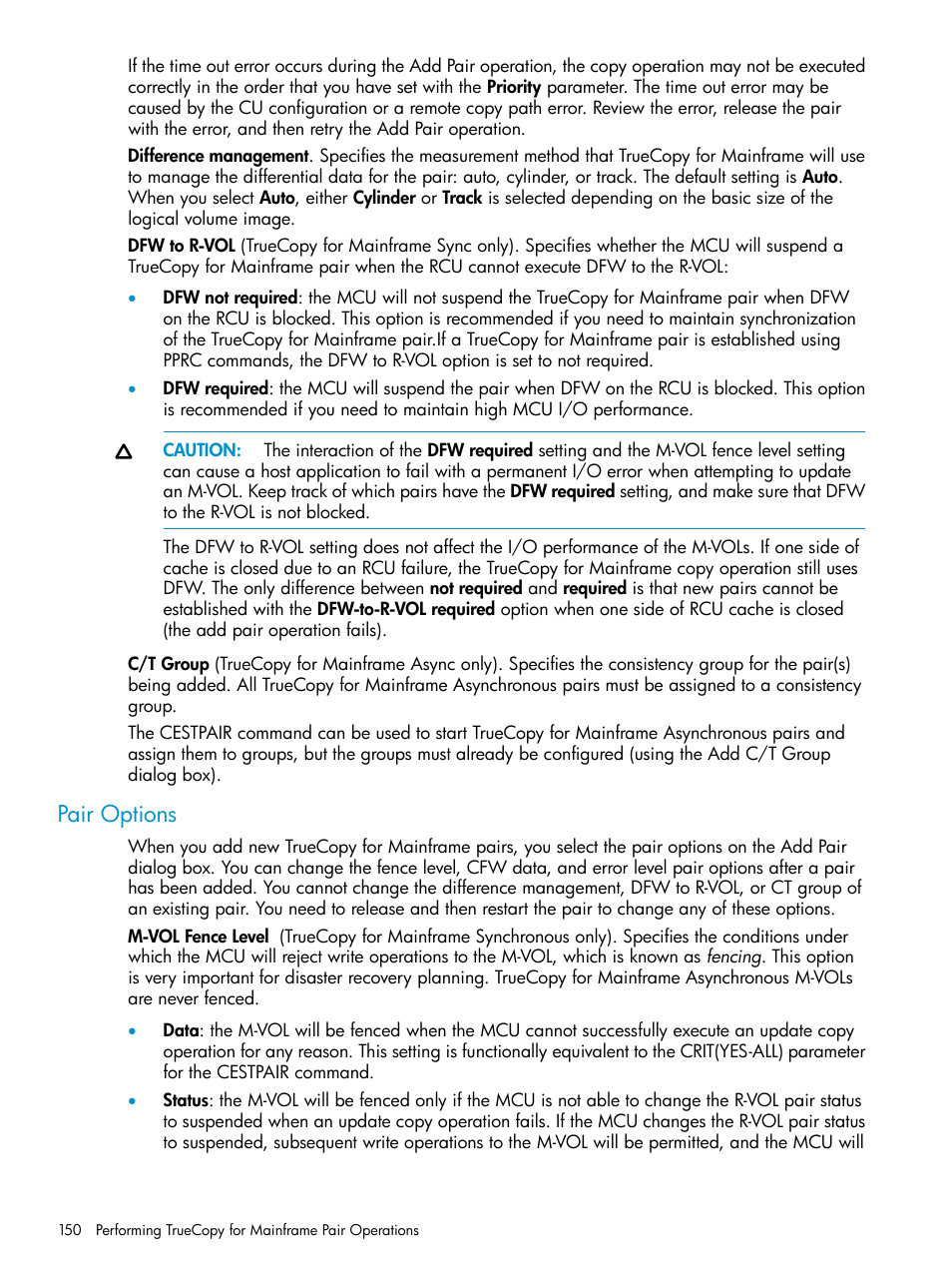 Pair options | HP StorageWorks XP Remote Web Console Software User Manual | Page 150 / 263