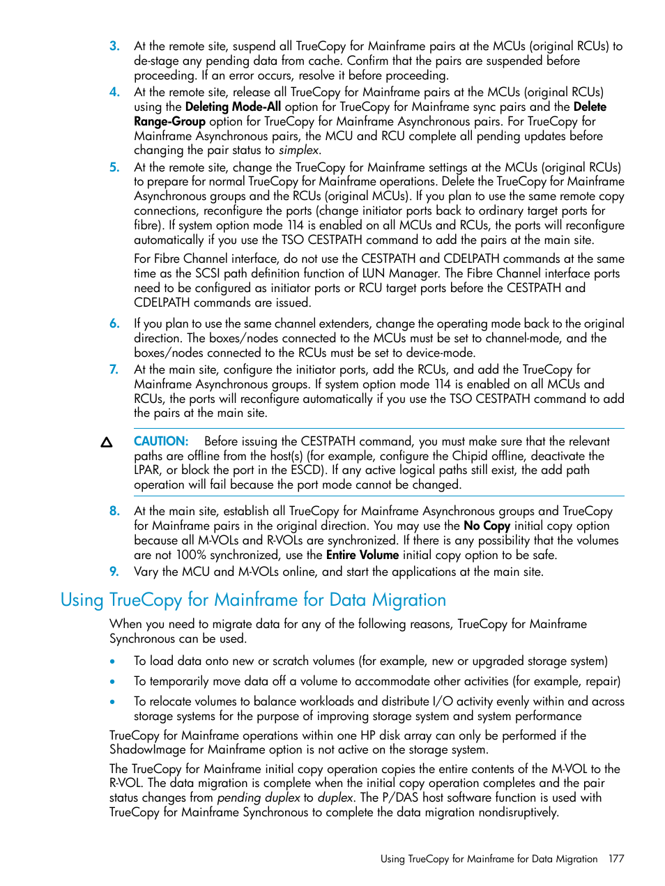 Using truecopy for mainframe for data migration | HP StorageWorks XP Remote Web Console Software User Manual | Page 177 / 263