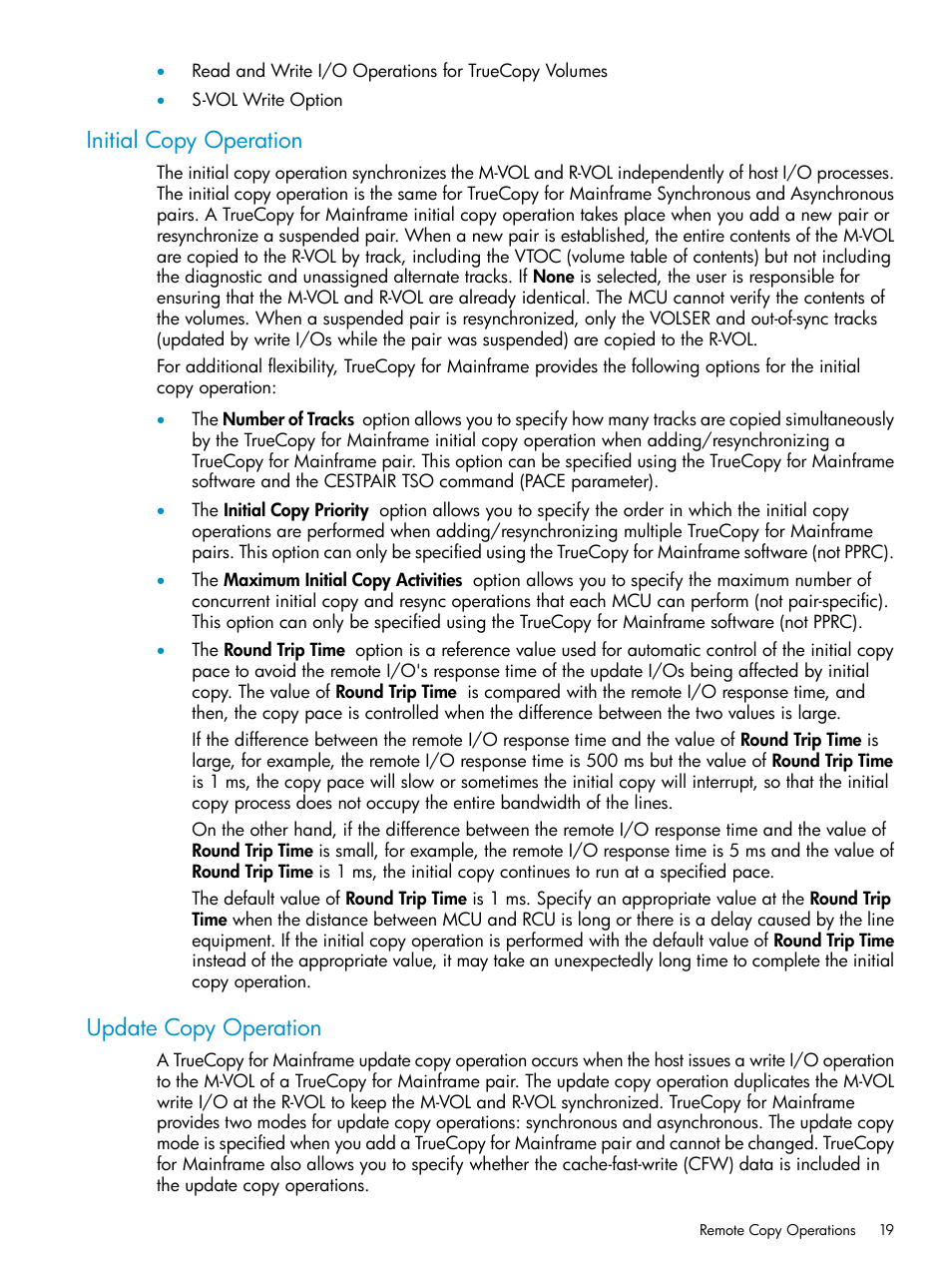 Initial copy operation, Update copy operation, Initial copy operation update copy operation | HP StorageWorks XP Remote Web Console Software User Manual | Page 19 / 263