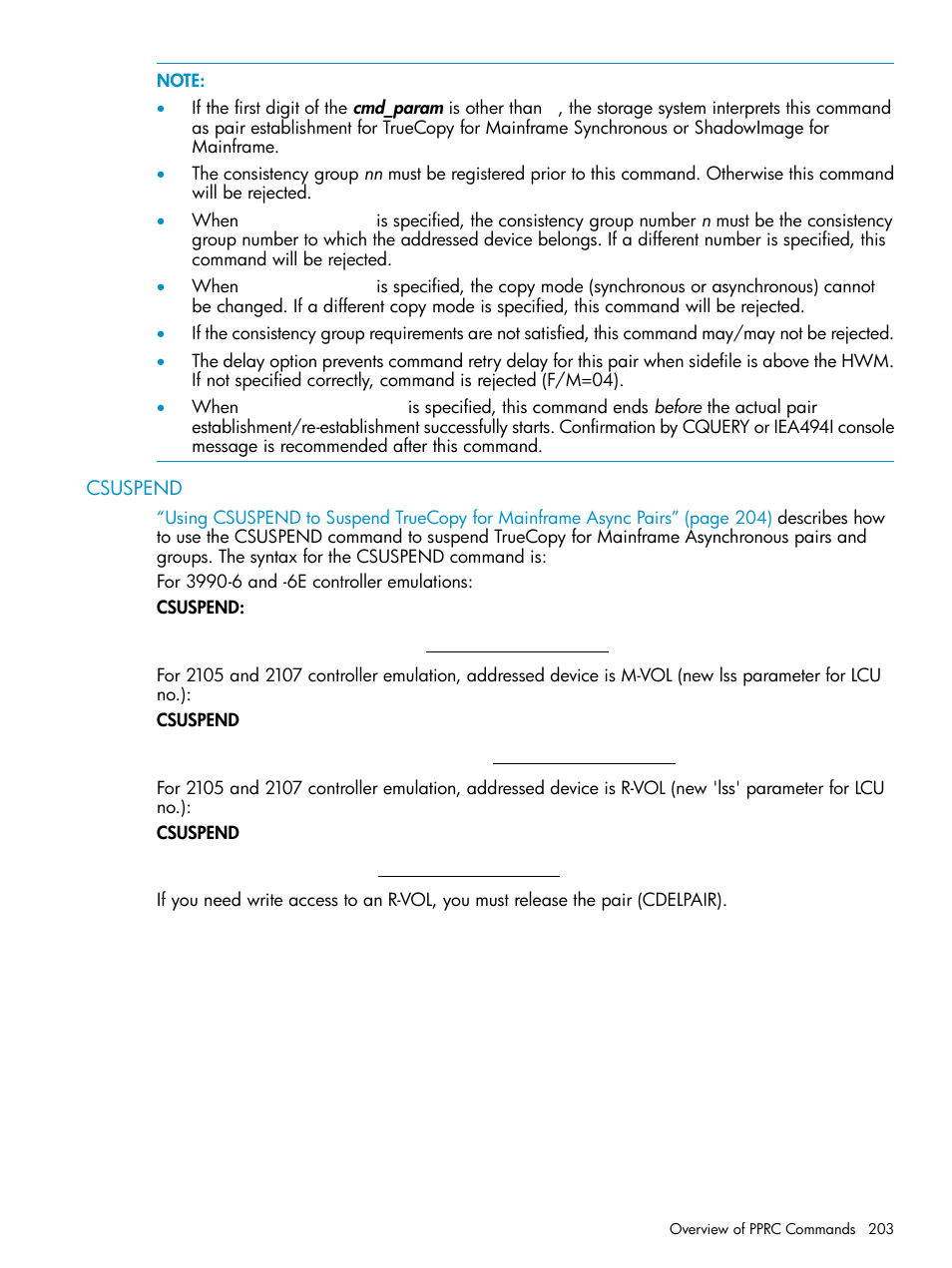 Csuspend | HP StorageWorks XP Remote Web Console Software User Manual | Page 203 / 263