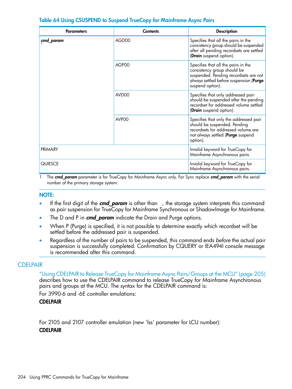 Cdelpair | HP StorageWorks XP Remote Web Console Software User Manual | Page 204 / 263