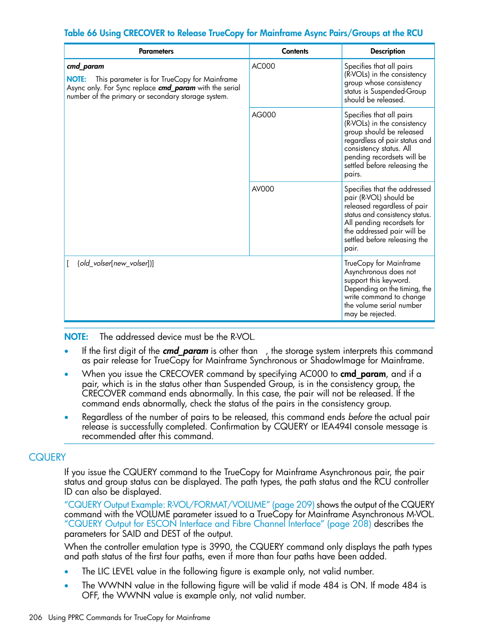 Cquery | HP StorageWorks XP Remote Web Console Software User Manual | Page 206 / 263