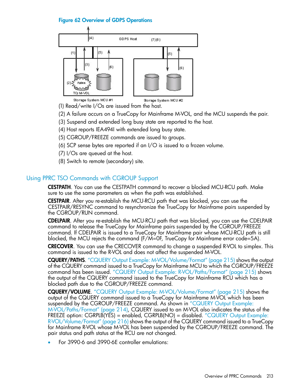 Using pprc tso commands with cgroup support | HP StorageWorks XP Remote Web Console Software User Manual | Page 213 / 263