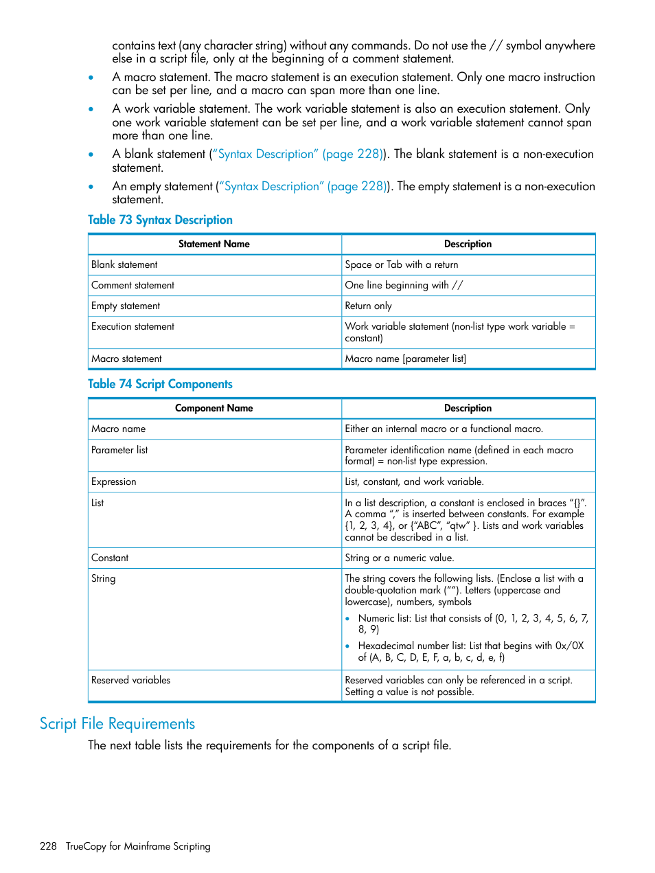 Script file requirements | HP StorageWorks XP Remote Web Console Software User Manual | Page 228 / 263