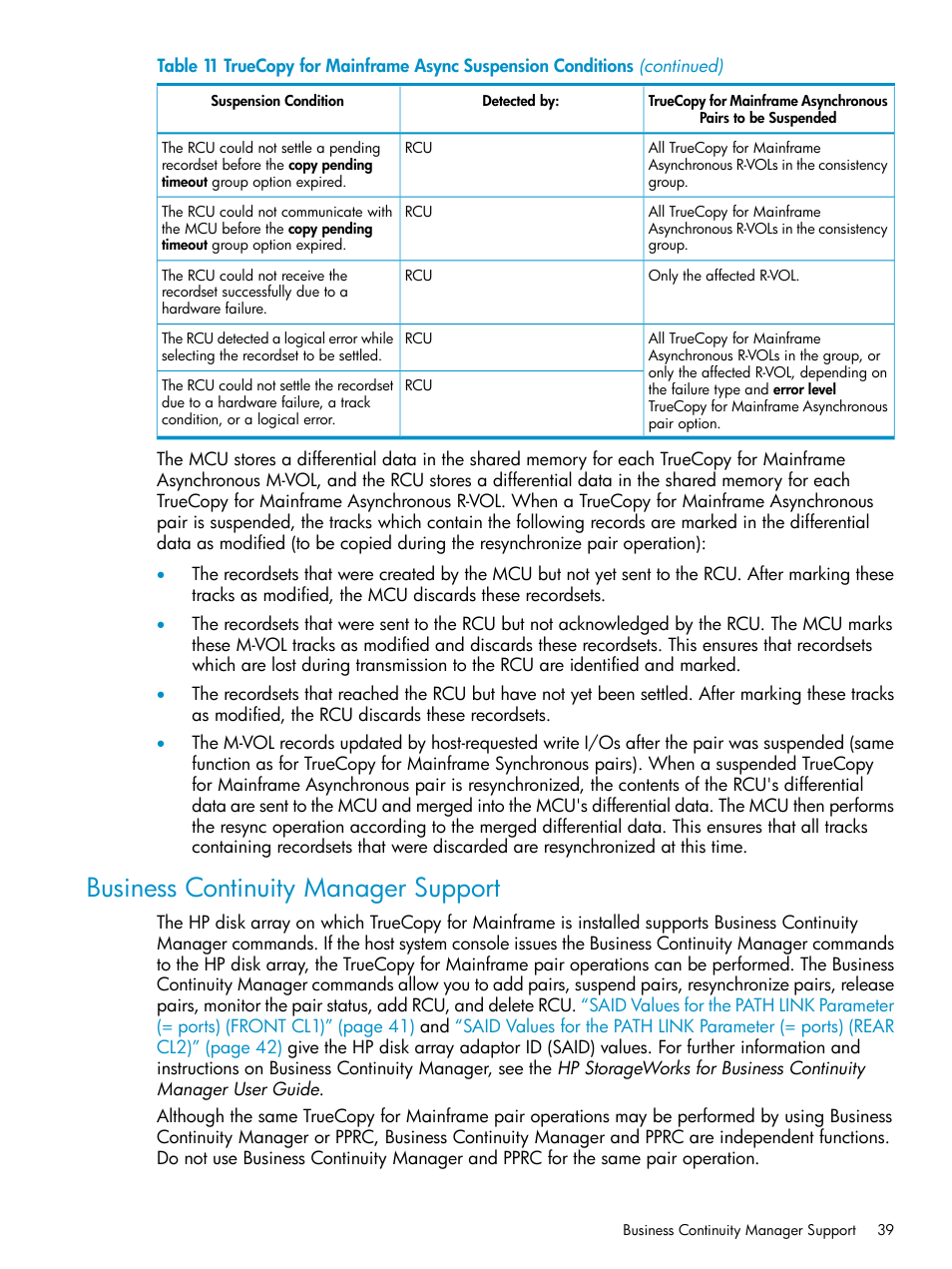 Business continuity manager support | HP StorageWorks XP Remote Web Console Software User Manual | Page 39 / 263
