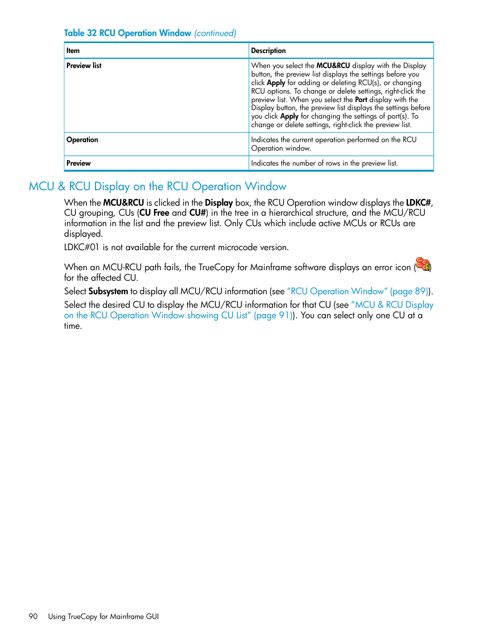 Mcu & rcu display on the rcu operation window | HP StorageWorks XP Remote Web Console Software User Manual | Page 90 / 263