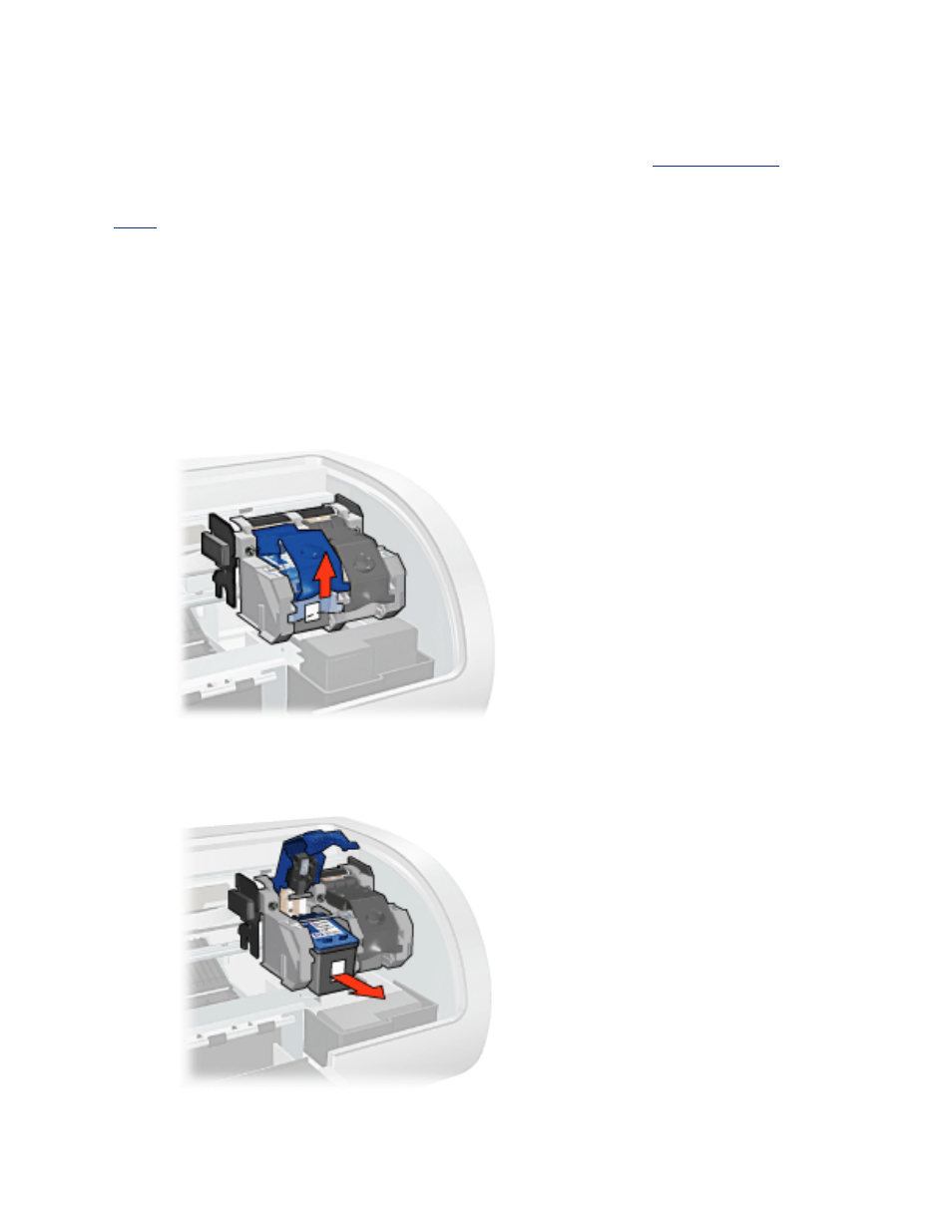 Replacing print cartridges, Here | HP Deskjet 5145 Color Inkjet Printer User Manual | Page 12 / 173
