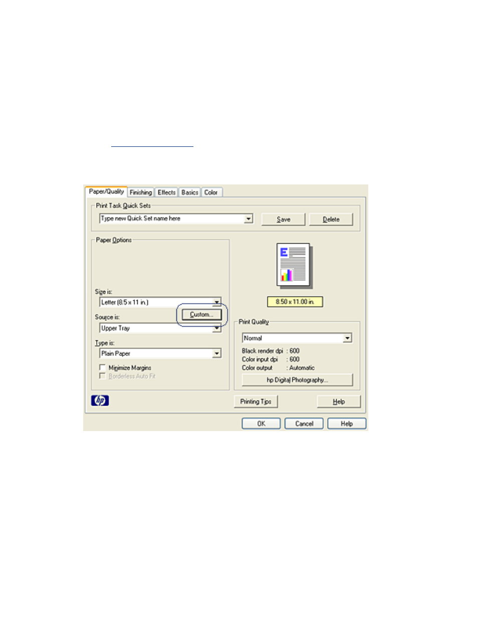 Setting a custom paper size | HP Deskjet 5145 Color Inkjet Printer User Manual | Page 27 / 173