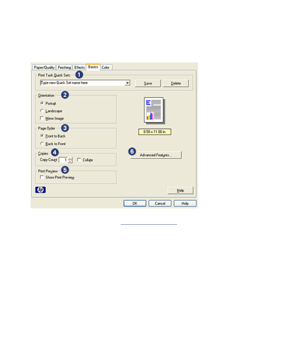 Basics tab | HP Deskjet 5145 Color Inkjet Printer User Manual | Page 51 / 173