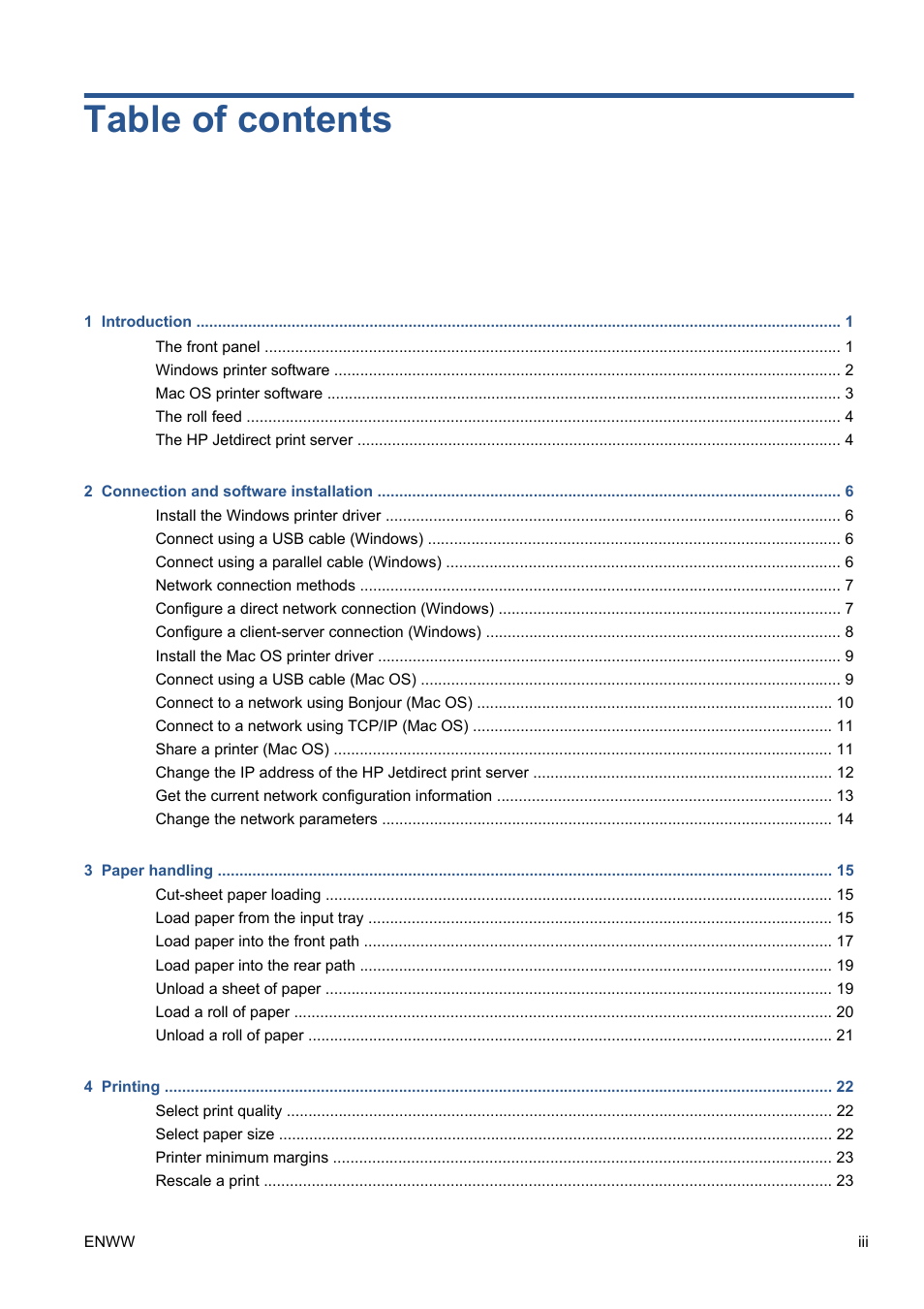 HP Designjet 111 Printer series User Manual | Page 3 / 53