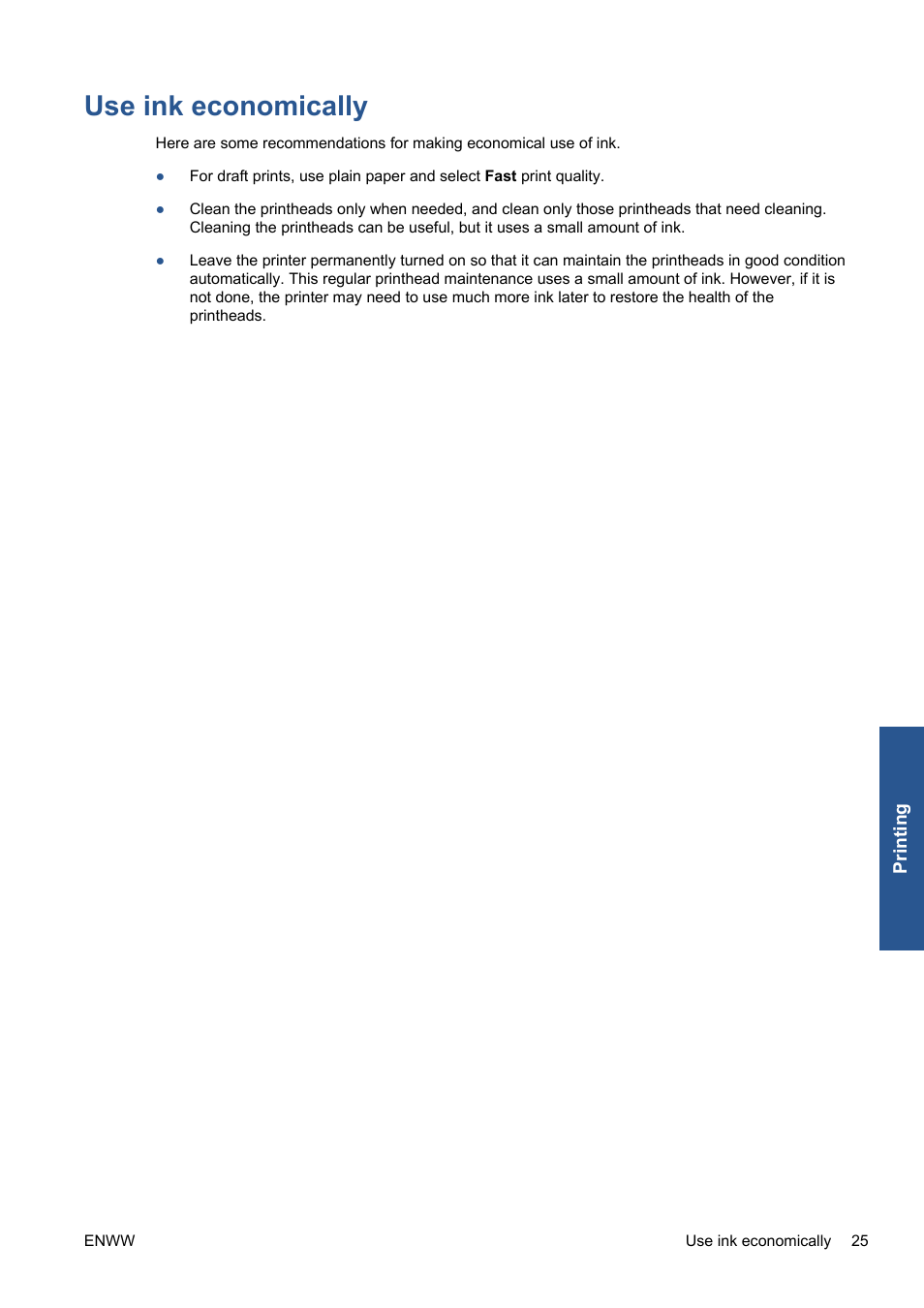 Use ink economically | HP Designjet 111 Printer series User Manual | Page 31 / 53