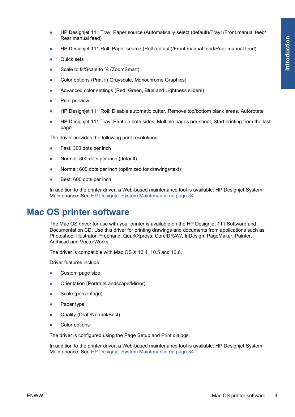 Mac os printer software | HP Designjet 111 Printer series User Manual | Page 9 / 53