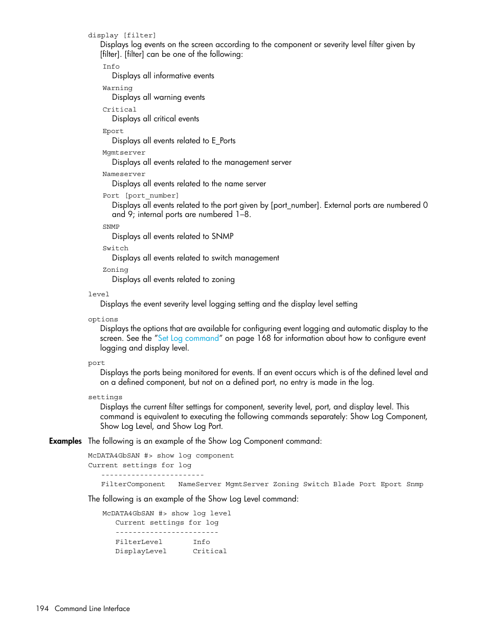 HP M-series HA-Fabric Manager Software User Manual | Page 194 / 226