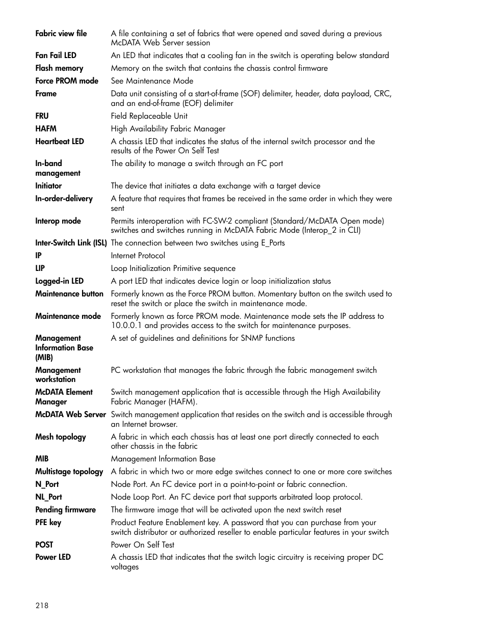 HP M-series HA-Fabric Manager Software User Manual | Page 218 / 226